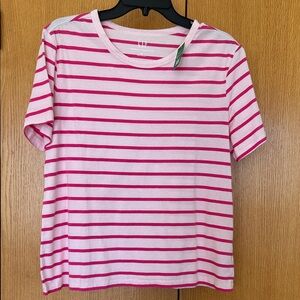 Women’s Gap t-shirt.  Light pink with dark pink stripes.  
Size M.  NWT
